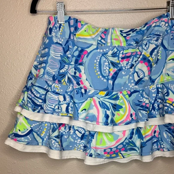 Lilly Pulitzer Medium Luxletic Zela Skort “Pinch Pinch” Blue‎ and Pink Ruffle - Picture 9 of 15